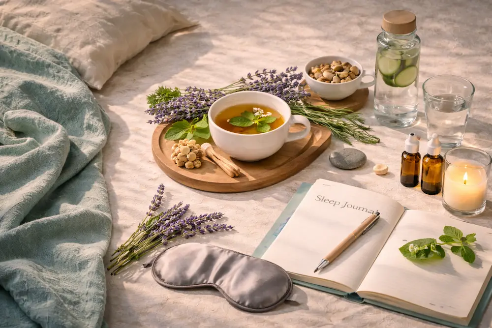 Person sleeping peacefully under soft light